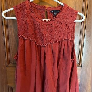 American Eagle tank top blouse with lace detail
